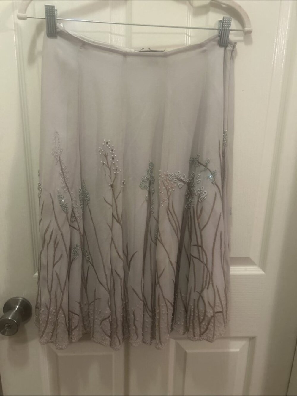 Nougat London Skirt Size 1 Women Tan Beaded Floral Design W/sequence